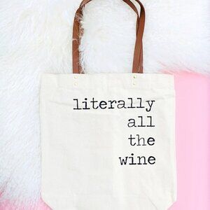Healthy Crap Tote Bag (Wine Grocery, Alcohol Canvas, Leather, Mothers Day)